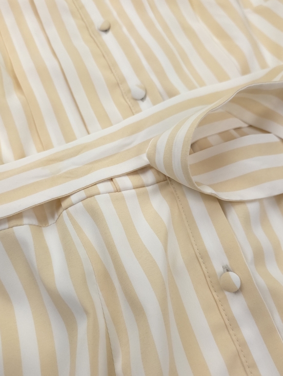 New Striped Cream Striped  and White Button-Front Peplum Belted dress Sz 4 - Picture 9 of 11